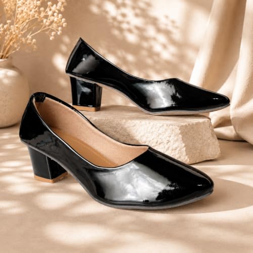 Image of Women's Block Heel Pumps | Comfortable Slip-On Office & Casual Heels | Stylish Women's Pumps