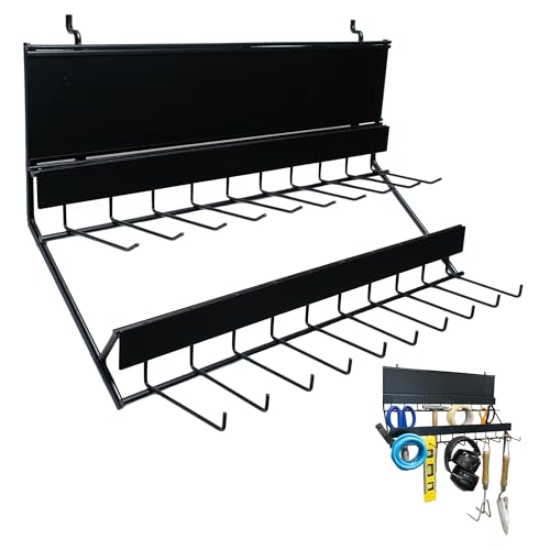 Century Drill & Tool, 2-tier pegboard rack space saver #03198 – perfect for garage organization, store garden equipment and tools, hanging crafts & jewelry, retail, product display (1 Pack)