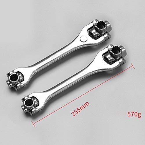 Homyl Chave De Soquete Rotativa Multifunções Universal De Metal 8-em-1 Accs 255x50mm