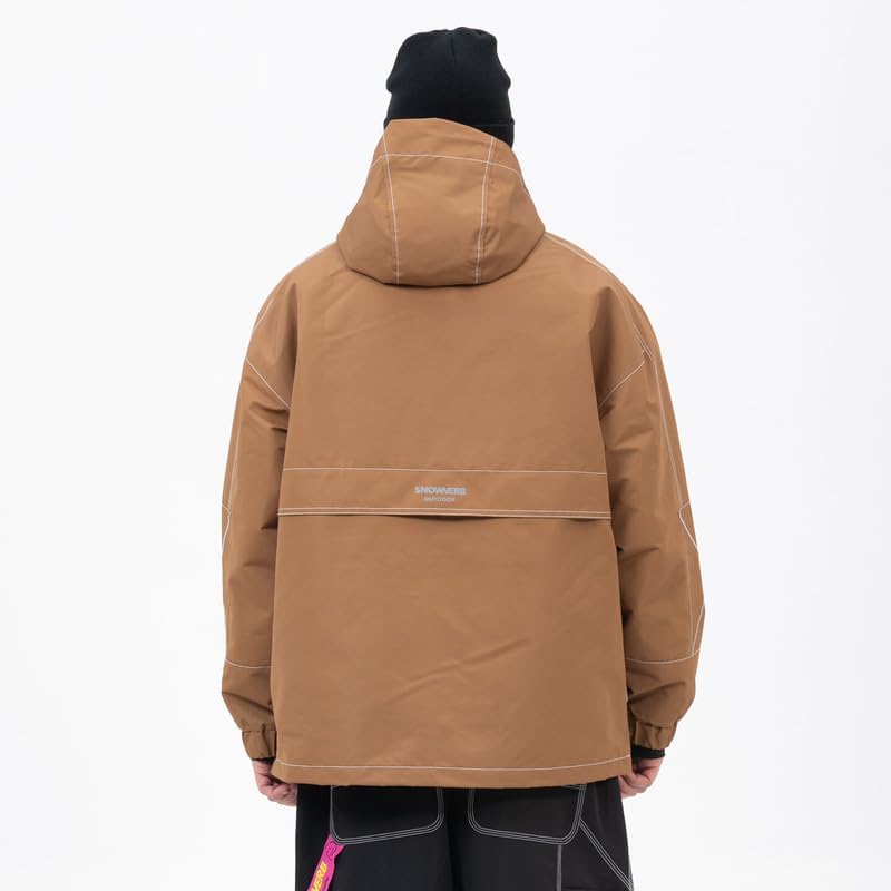 Snowshred Men's Baggy Snowboard Jacket Winter Waterproof Insulated Mountain Jacket with Hood for Winter Outdoor Sports