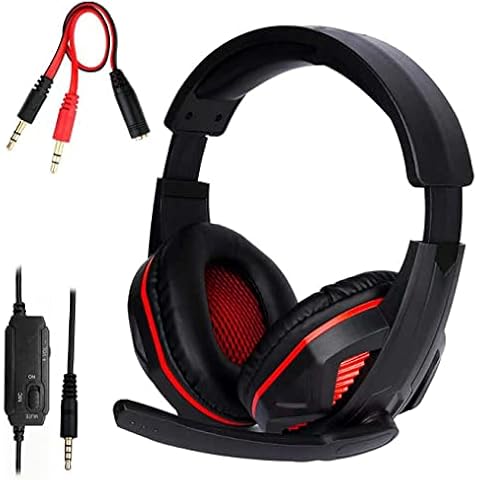 FNSHIP 3.5mm Port Wired Gaming Headset, Stereo Bass Noise Isolation Headphone with Mic Volume Control for PS4 New Xbox One PSP PC Laptop Tablet Cellphones (Black) Cover