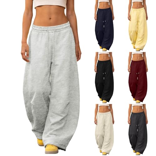 Image of Baggy Joggers Women Wide Leg Oversized Casual, Streetwear Style Summer Joggers with Comfortable, Sport Dancing Loungewear for Fall (Light Gray, M)