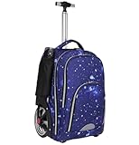 YILWPV 18 Zoll große Räder Schultrolley-Rucksacktasche for Teenager Schulrucksack mit Rädern und Trolley Reiserollgepäcktasche FüR Teenager(Blue)