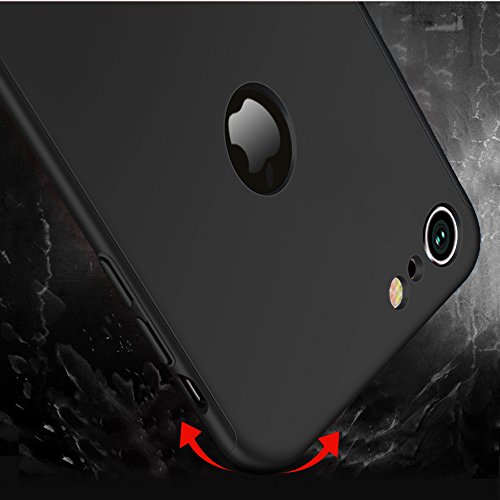 iPhone 7 Case Resistant Frosted TPU Shock Absorption Impact 360 Degree All-around Full Body Protective 3 in 1 Ultra-thin design + Tempered Glass Screen Protector (4.7inch)(black) by dingyiboye - Image 4