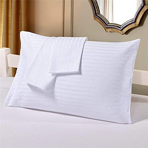 Pillow Covers Set of 2 Cotton, White Striped, 600 Thread Count Egyptian Cotton 18x27 Inch Pillow Covers Set of 2 Pieces
