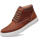 Arkbird Casual Sneaker Shoes, Lace-up Leather Chukka Boots for Men, Tan 9.5