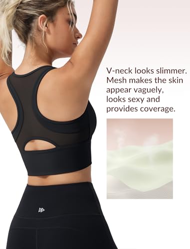 Yvette Mesh Desin Sports Bras for Women Wide Sides Racerback V Neck Yoga Bras Tank Top4