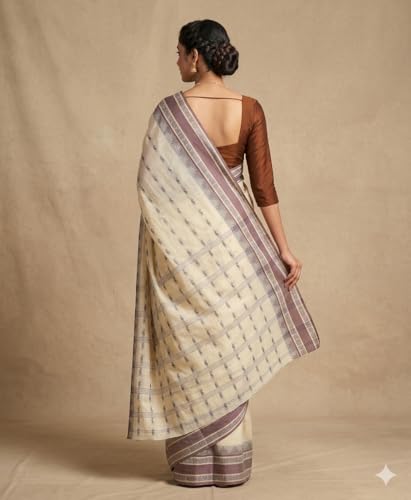 Image of eC ESHA'S COLLECTION Women's Traditional Pure Cotton Katki Tant Saree Without Blouse Piece
