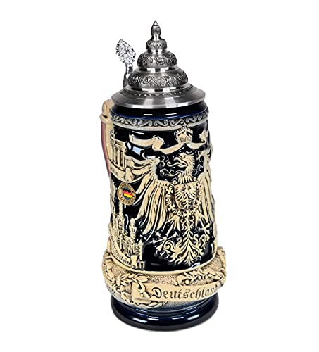 Beer Steins By King - Deutschland German Coat of Arms Beer Mug 0.5l Flag Handle