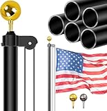 Flag Poles for Outside House Inground - 13 Gauge 20 Ft Super Thick Flag Pole Kit, Outdoor Sectional Flagpoles with 3x5 American Flag, Heavy Duty Aluminum Flagpole for Yard, Residential, and Commercial