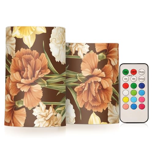Zathe Candele pilastro senza fiamma a led a distanza per la decorazione fiori estivi Gladiolo Brown