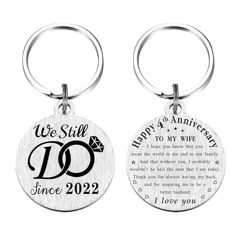 TANWIH 4th Wedding Anniversary Keychain Gifts for Wife, We Still Do Since 2022, 4 Year Anniversary Decoration, 4 Yr Anniversary for Her