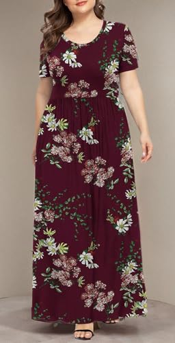 Image of LONGYUAN Women's Plus Size Maxi Dresses Summer Short Sleeve Casual Long Dress 2026 XL-6XL