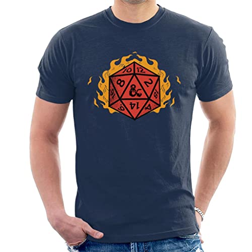 T-shirt Dungeons & Dragons homme t-shirt geek dés de feu noir en coton