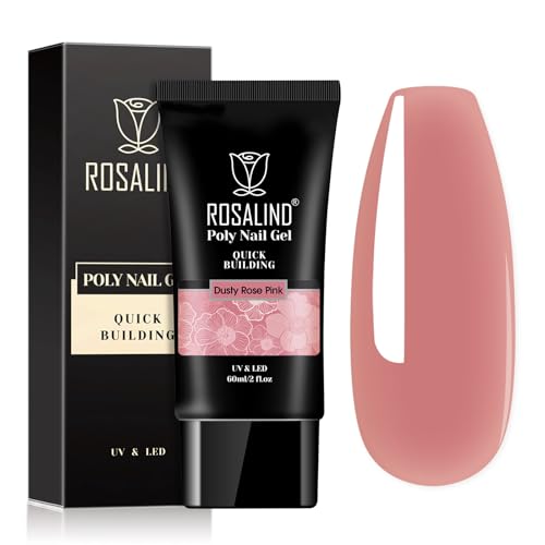 ROSALIND Uñas de Gel, 60ml Poly Nail Extension Acrygel, Nail Rápido Extensión Poligel para Principiantes y Profesionales, Rosa Polvoriento