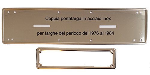 Targhe Storiche srl Coppia Portatarga/Cornice Affiancato in Acciaio Inox dal 1976 al 1984