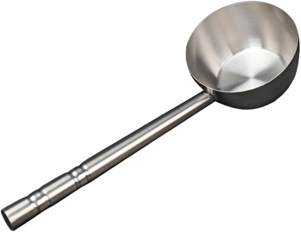 Stainless Steel Flat Bottom Ladle Long Handle Kitchen Gadget Water Scoop for Soup