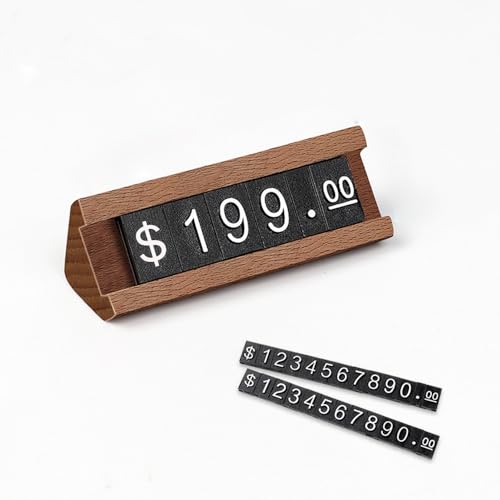 Mollytek Lot de 10 présentoirs de prix en bois - Cube d'affichage numérique - Lettres -...