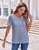 Playera casual elegante de manga corta con cuello en V para mujer Zeagoo 6