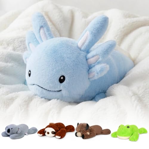 Image of Niuniu Daddy 2.8 lbs 17 inch Blue Axolotl Weighted Stuffed Animals for Kids & Adults, Soft Sensory Comfort Plush Toy for Sleeping, Cute Lying Lap Pad Pillow for Huggable Gift