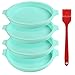 Bäcker & Lecker 4 silikonowe formy do pieczenia ciasta warstwowego, forma do pieczenia chleba, forma do pieczenia, 20 cm, okrągła, z pędzelkiem do pieczenia, na urodziny, imprezę