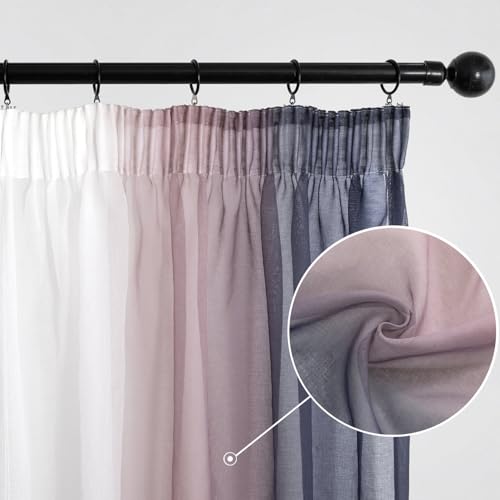 MIULEE Zweifarbige Voile Vorhänge Kräuselband 2er Lila 140x160cm – Ansicht 2