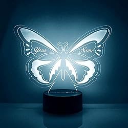 Mirror Magic Store Butterfly Personalized LED Night Light, Remote Control, 16 Color Changes Mirror Magic Store Butterfly Personalized LED Night Light, Remote Control, 16 Color Changes