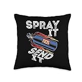 Funny Drag Racing Race Car NOS Spray It Send It Throw Pillow