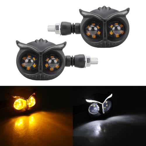 Clignotants pour moto style hibou bicolores étanches et feux de position LED 12V haute luminosité