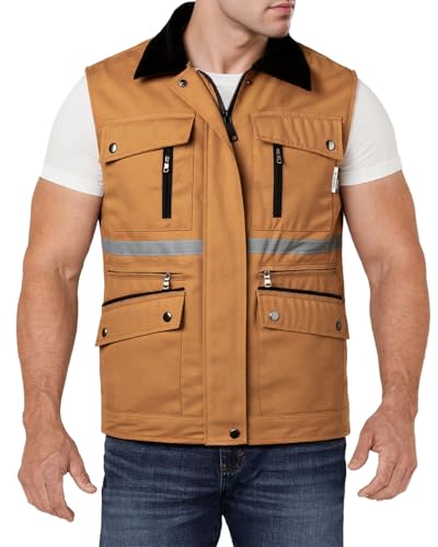 Image of Tool Vest for Men Electrician Reflective Work Vest Carpenters Multi-Pockets Safety Vests