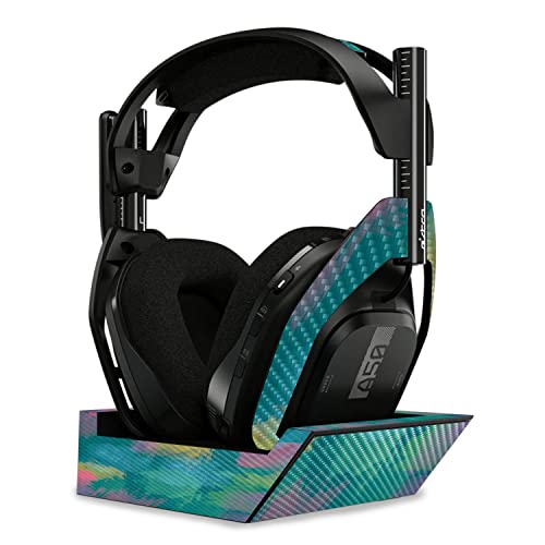 Image of MightySkins Carbon Fiber Skin Compatible with Astro A50 Wireless Headphones + Base Station (Gen 4) - Watercolor Blue | Protective, Durable Textured Carbon Fiber Finish | Easy to Apply