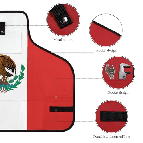 Delantal de trabajo negro con diseño Bandera de México miniatura 3