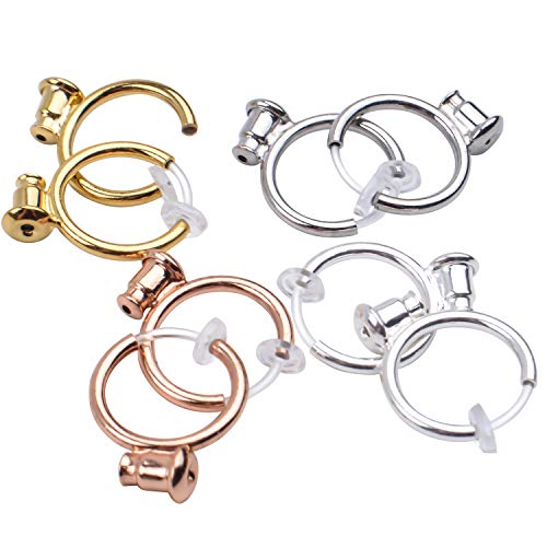 Clip-On Earring Converter, 16 Pieces Brass Non Piercing Earrings Clips With Post Earring Components For Earring Making, 4 Colors #TOP1