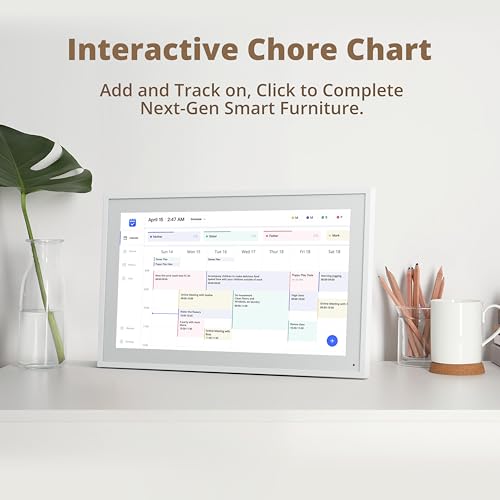 Dragon Touch 15.6" Digital Calendar Chore Chart – 1080P Full HD Interactive Touchscreen, Smart Family Planner, Hearth Display Digital Calendar Wall & Desk Mountable for Seamless Scheduling