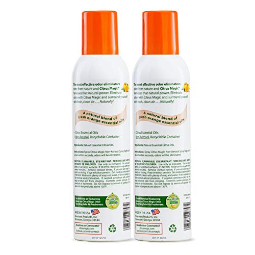 Citrus Magic Natural Odor Eliminating Air Freshener Spray, Fresh Orange, 6-Ounce, Pack of 2