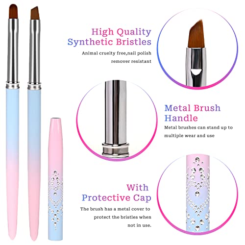 Sliverdew Nail Art Clean Up Brush, 2Pcs Round&Angled Nail Polish Clean Up Brush For Cleaning Fingernails, Professional Nail Painting Brushes For Nail Art Design #TOP2