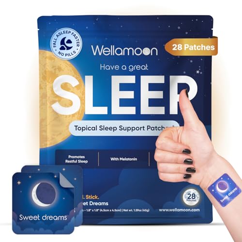 Wellamoon Original Sleep Patches for Adults Extra Strength | Easy-to-Apply Sleep Patch with Melatonin & Valerian | Relax & Wake Up Refreshed | Long-Lasting Night Comfort for Men & Women | 28 Patches
