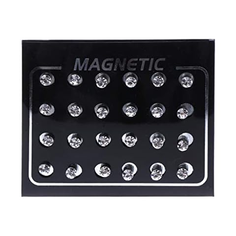 zhiwenCZW 12 Pairs Crystal Rhinestone Magnetic Clip Non Piercing Earrings Fashion Jewelry Cover
