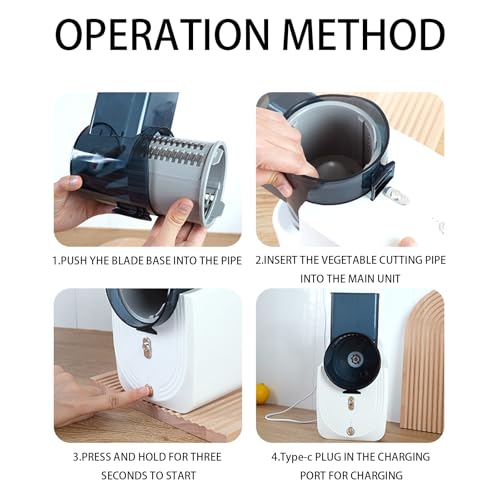 Electric Cheese Grater, Electric Graters, Automatic Multi Grater, Professional Chopper Slicer 3 in 1 Vegetable Slicer with 3 Types Slice for Cheese Vegetables Fruits (White) - Image 4