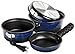 BLACK CREVICE Camping Cookset I Batterie de cuisine de camping en aluminium avec revêtement antiadhésif I Batterie cuisine d'extérieur I 2 casseroles & 2 poêles à frire I avec sac en filet