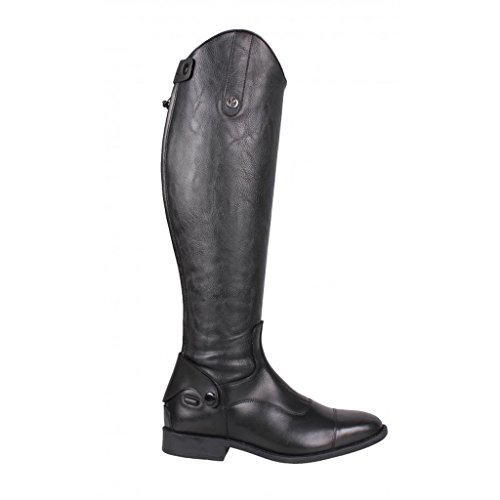 QHP damskie buty do jazdy konnej, skórzane/syntetyk, szerokość łydki, czarny - czarny - 37 EU