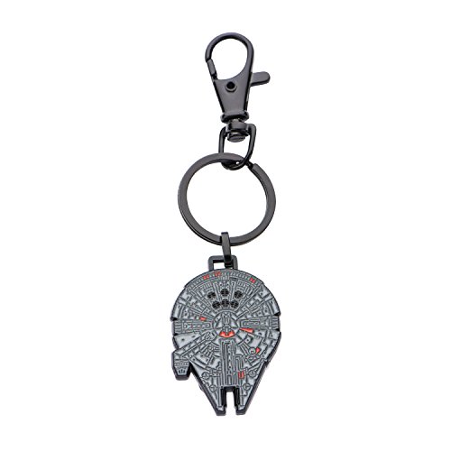 Star Wars Jewelry Unisex Adult Black IP & Base Metal Millennium Falcon Key Chain, One Size