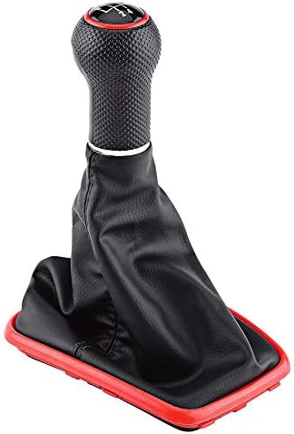 Madezz Gear Shift Knob, 5 Speed Car Gear Knob Gearstick Gaiter Boot Kit for Jetta Bora Golf MK4 1999-2004