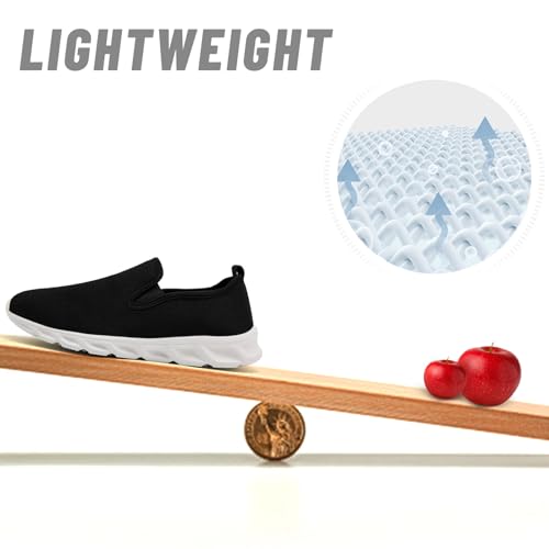 Image of Running Shoes Women Tennis Walking Gym Slip on Sneakers Workout Athletic Comfortable Fashion Sport Casual Shoe Black Size 9