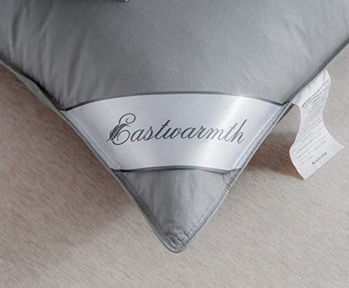 Eastwarmth Goose Down Feather Bed Pillows For Sleeping,Medium Firm,Soft Support Grey Color Standard Size One Pillow #TOP4