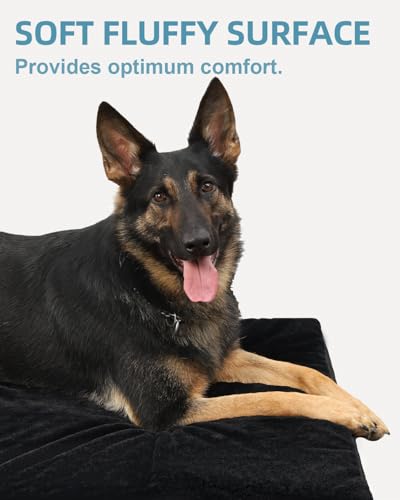 Image of KSIIA Orthopedic Dog Bed for Extra Large Dogs with Waterproof, Black, 47x29 | Deluxe Soft Plush Dog Crate Bed, Washable Pet Mat with Removable Cover & Egg Crate Foam for Extra Large Dogs Sleeping