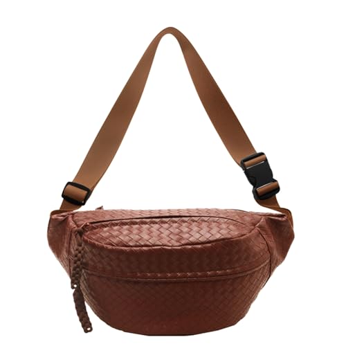 Bauchtasche Damen Umhängetasche PU Leder Mode Brustbeutel PU Sport Mode Hüfttaschen Crossbody Bag mit Verstellbarer Schultergurt Bauchtasche Damen (Braun)