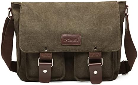 FANDARE Sac Bandoulière Rétro Toile 14" – Grand Cartable Ordinateur Portable, Style Vintage Urbain Pour Hommes Et Femmes, Travail Et École