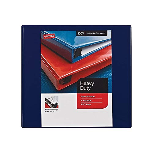 Staples 976049 Heavy-Duty 4-Inch D 3-Ring View Binder Navy Blue (26372) #TOP1