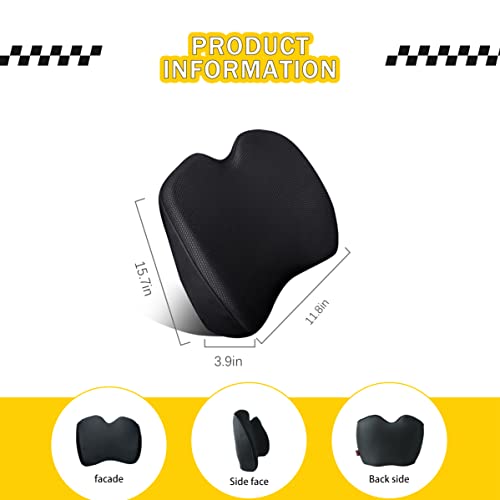 Super Soft Lumbar Support Pillow For Car, 100% Memory Foam Lumbar Pillow With Breathable Removable Cover, Ergonomic Design - Back Pillow Lumbar Support Pillow For Office Chair/Back Pain Relief(Black) #TOP1
